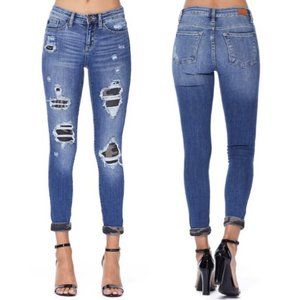 Judy Blue Skinny Fit Distressed Jeans Size 3 / 26 Stretch Denim Camo Details